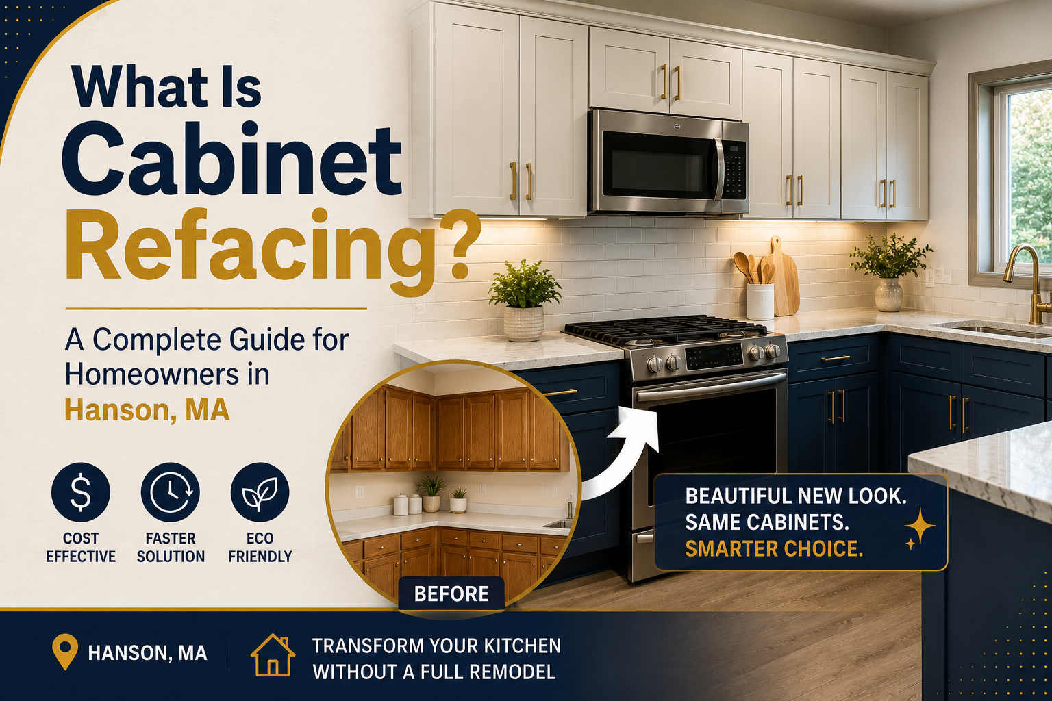 Cabinet refacing kitchen transformation in Hanson, MA