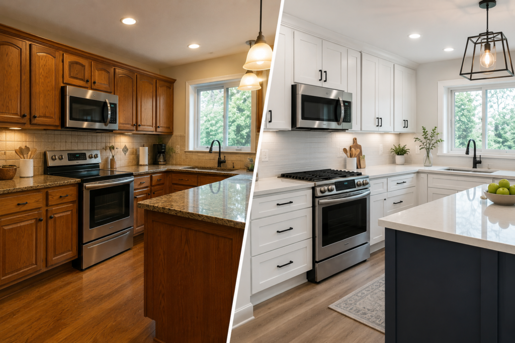 Traditional and updated kitchen cabinetry comparison