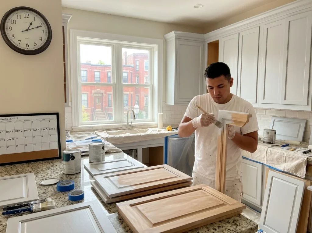 Cabinet Painting Take in a Boston Kitchen